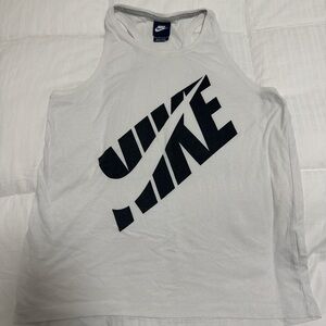 Nike white racer back tank top with black logo